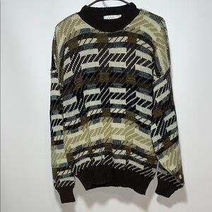 Men's Patterned Sweater - Black, Brown, Cream
